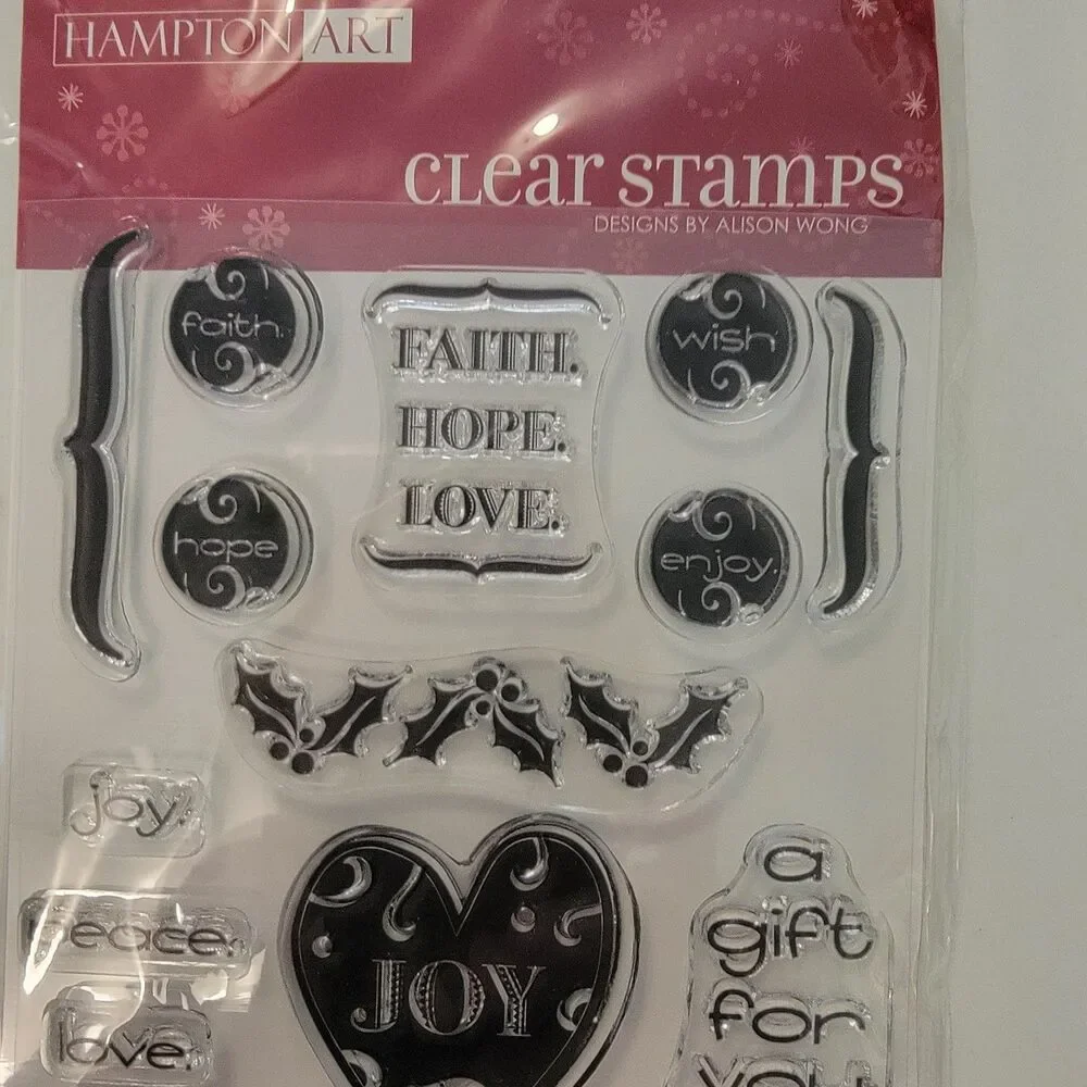 Hampton Art JOYOUS HOLIDAY Christmas Clear Cling Stamps Set of 25 NEW